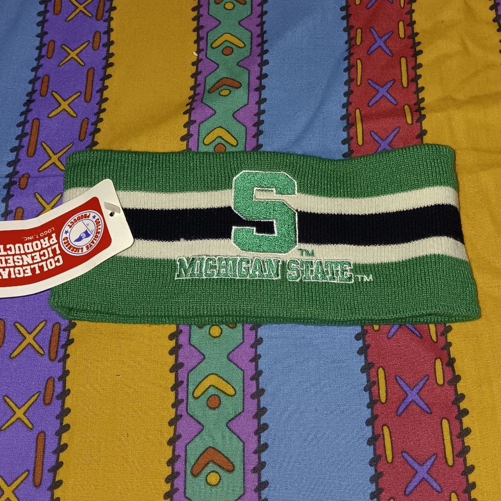 New 90s Michigan State Spartans Winter Headband Hat MSU Vintage Streetwear